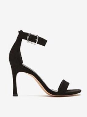 Express Black Suede Velvet Stiletto Heels With Straps Size 6